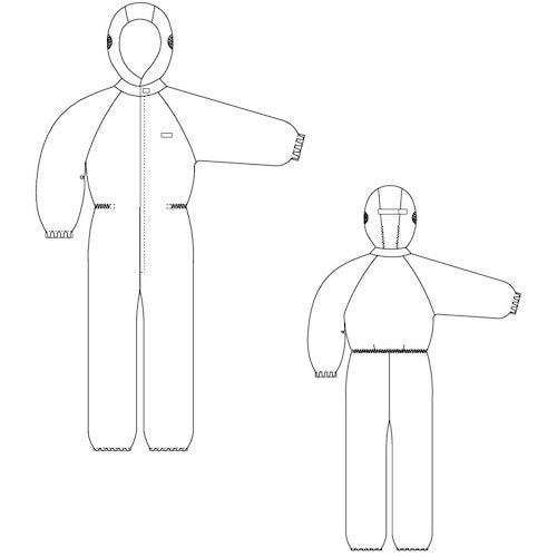 GOLDWIN 클린 룸용 웨어 후드 첨부 원피스 화이트 S PP1440-WS 1 착용