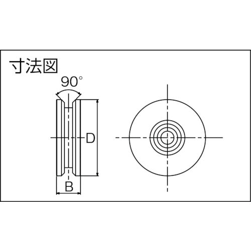 ＤＡＩＫＥＮ　ステンレス製重量戸車用車輪　車径Φ１００　DS-100V　1 個