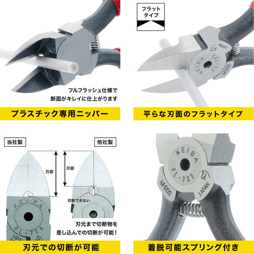 ＫＥＩＢＡ　プラスチック用ニッパー（刃先形状フラット）　１２５　PL-725　1 丁