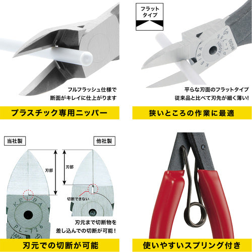 KEIBA 플라스틱용 니퍼 슬림 타입(칼날 형상 플랫) 140 PL-785 1 丁