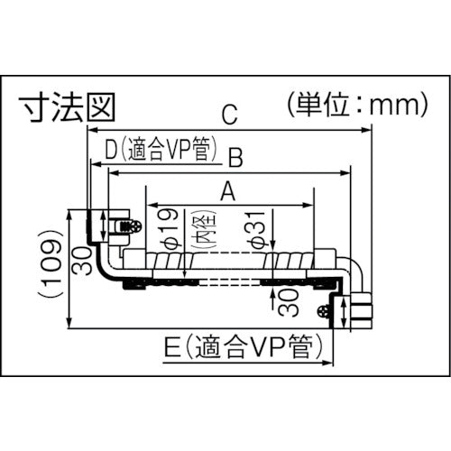 因幡電工　継手付き断熱ドレンホース　ホース長Ａ７００　Ｂ７６８　適合管径２０Ａ　DSH-UP20E20E-07　1 本