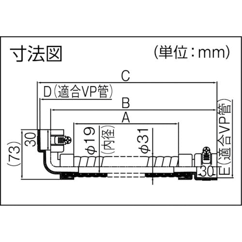 因幡電工　継手付き断熱ドレンホース　ホース長Ａ７００　適合管径２０Ａ　DSH-UP20E20S-07　1 本