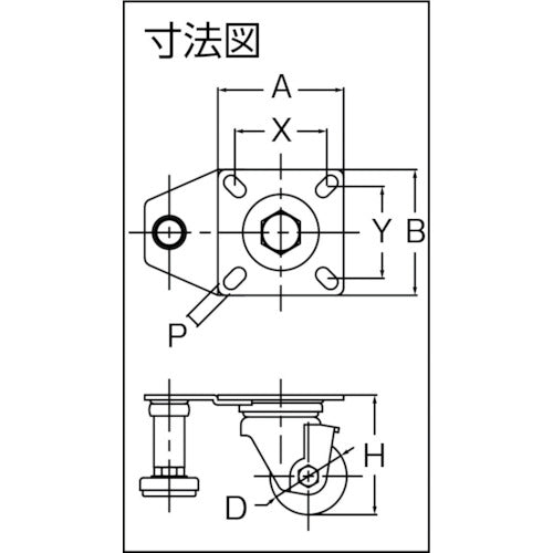 ＳＡＭＳＯＮＧ　低床式重荷重用キャスター　自在　５０ｍｍ　アジャスター付　TP9520-MC-NYL-LK　1 個