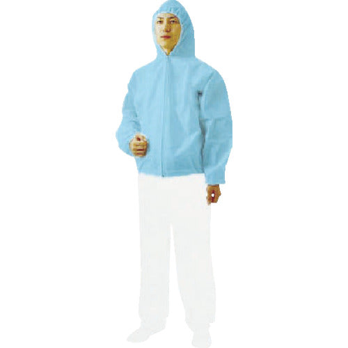 TRUSCO Non-woven Disposable Protective Clothing Hooded Jumper, Size L, Blue, TPC-FLB, 1 Piece