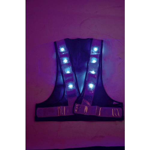 TRUSCO LED Safety Vest Navy x Silver Reflective Material Blue LED TFAB-02 1 Piece