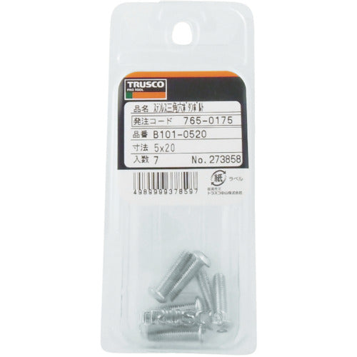 TRUSCO Triangular Socket Button Bolt Stainless Steel M5 x 16 7 Pieces B101-0516 1 PK