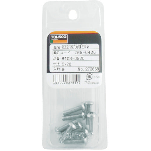 ＴＲＵＳＣＯ　ピン付六角穴ボタンボルト　ステンレス　Ｍ４×２０　１２本入　B103-0420　1 PK