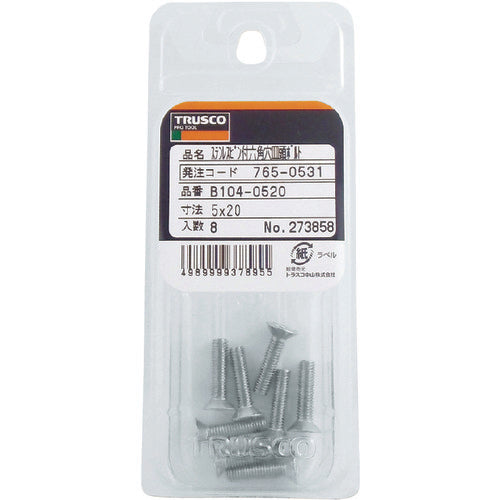 ＴＲＵＳＣＯ　ピン付六角穴皿頭ボルト　ステンレス　Ｍ３×６　１３本入　B104-0306　1 PK
