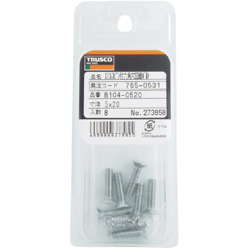 ＴＲＵＳＣＯ　ピン付六角穴皿頭ボルト　ステンレス　Ｍ４×８　１３本入　B104-0408　1 PK