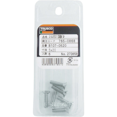TRUSCO 6 롭 접시 머리 볼트 스테인리스 M3×10 10개입 B107-0310 1 PK