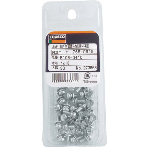 ＴＲＵＳＣＯ　６ロブなべ頭組込ねじ　三価クロメート　Ｍ２×５　３５本入　B108-0205　1 PK