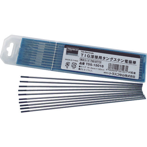 ＴＲＵＳＣＯ　タングステン電極棒　２％セリア入　Φ１．６　１５０Ｌ　TDS-15016　10 本