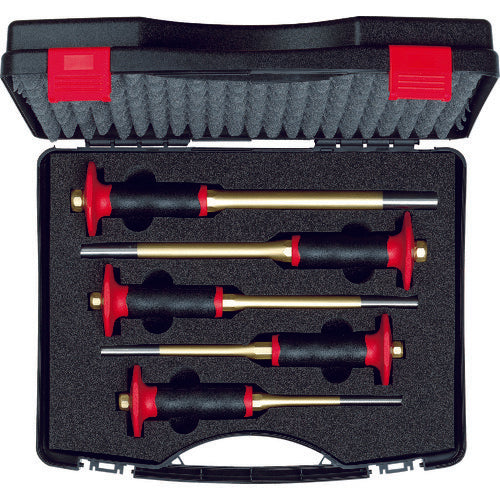 RENNSTEIG Parallel Pin Punch with Handguard 5-Piece Set Plastic Box 425-154-0 1 S