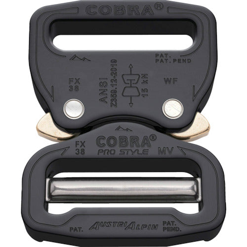 ＡＬＰＩＮ　ＣＯＢＲＡプロスタイルＡＮＳＩ　バックル　３８ＭＭ　ブラック　ＶＦ　FX38KVF　1 個