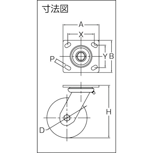 ＳＡＭＳＯＮＧ　重荷重用キャスター　自在　ゴム車１２５ｍｍ　TP6650-MIR BB TG　1 個