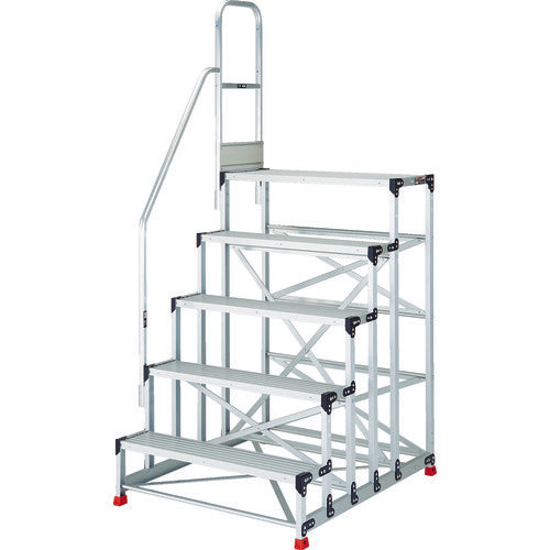 TRUSCO work platform, 5 steps, staircase with handrail, height 900mm, TSF-51015TE8, 1 unit