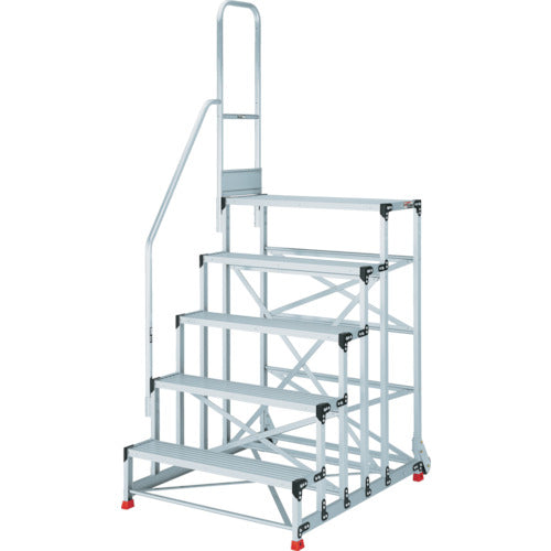TRUSCO work platform, 5 steps, staircase with handrail, height 1100mm, TSF-51015TE811H, ​​1 unit