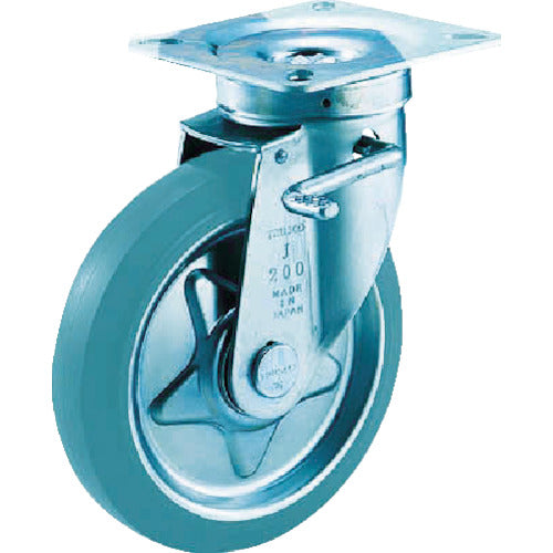 TRUSCO Pressed Gray Rubber Caster with Swivel Double Stopper Φ100 TJB-100G 1 pc