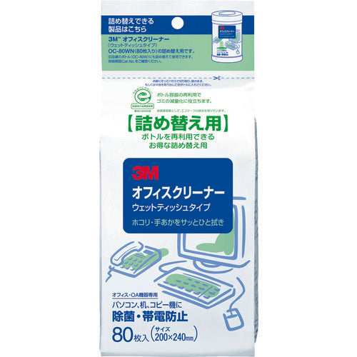 ３Ｍ　オフィスクリーナー（ウェットティッシュタイプ）　詰替用　８０枚入り　OC-80WRN　1 個