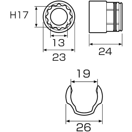 アネックス　オフセットアダプター用ソケット１７ｍｍ　AOA-1917　1 個