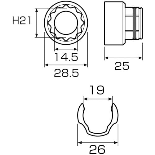 アネックス　オフセットアダプター用ソケット２１ｍｍ　AOA-1921　1 個