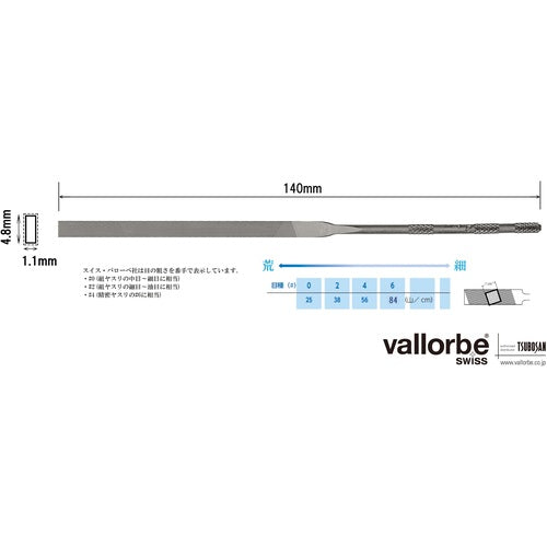 Ｖａｌｌｏｒｂｅ　ニードルヤスリ　平　１４０ｍｍ　＃０　LA2401-140-0　1 本