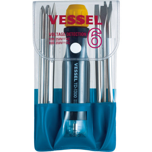 ＶＥＳＳＥＬ　検電差替６本組ドライバーセット（低圧用）ＴＤ−１３００Ｌ　TD-1300L　1 Ｓ