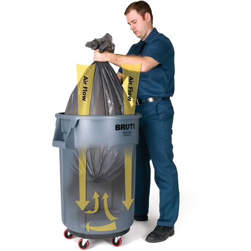 Erector Round Brute Container with Slits 208.2L Black 1779739 1 pc