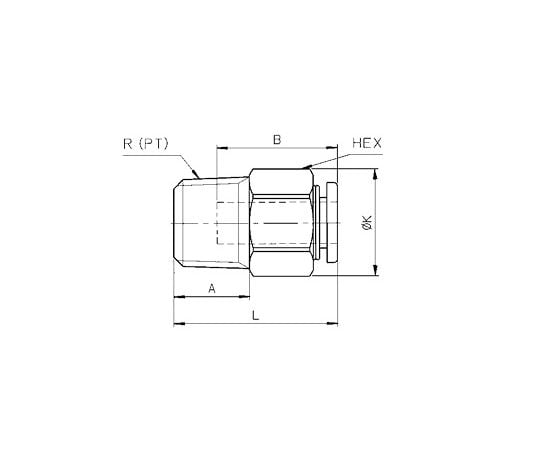 6mmxR 1/4" ハーフユニオン(2個)　EA140HH-62 1袋