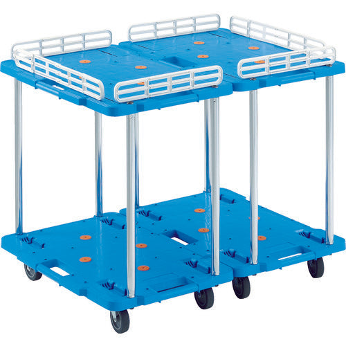 ＴＲＵＳＣＯ　樹脂製台車　ルートバン　２段式　３７０Ｘ５００　４輪自在ストッパー付　青　MPB-502JS-B　1 台