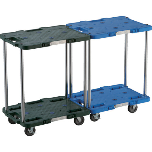 ＴＲＵＳＣＯ　樹脂製台車　ルートバン　２段式　３７０Ｘ５００　４輪自在ストッパー付　青　MPB-502JS-B　1 台