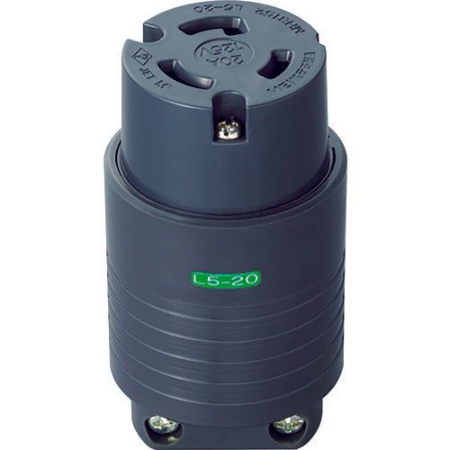 Meiko Grounded 2P 20A Plug Connector Body (L5-20) 20A. 125V (Black) MH8152B 1 pc