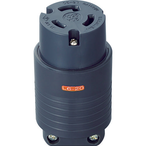 明工　接地２Ｐ２０Ａ引掛コネクターボデー（Ｌ６−２０）２０Ａ．２５０Ｖ（黒）　MH8172B　1 個