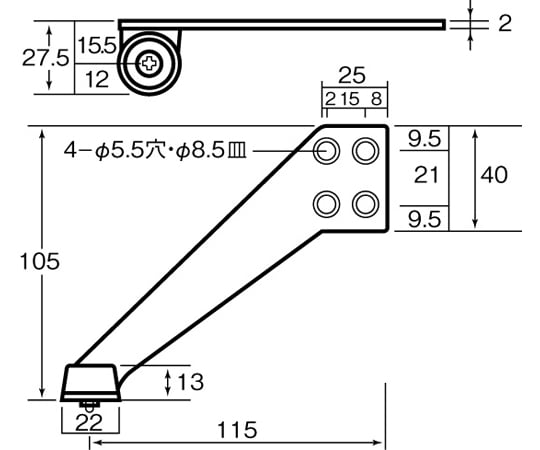115mm  戸当り(上枠付/右)　EA951LG-62 1個
