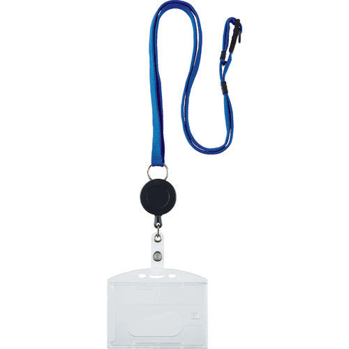 TRUSCO 스트랩 첨부 릴 클립 명찰 하드 2장 수납 블루 TNH-HB 1장