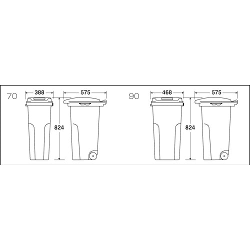 Teramoto Caster Pail 90 Black/Gray DS-224-190-8 1 unit