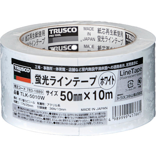 ＴＲＵＳＣＯ　蛍光ラインテープ５０ｍｍｘ１０ｍ　ホワイト　TLK-5010W　1 巻