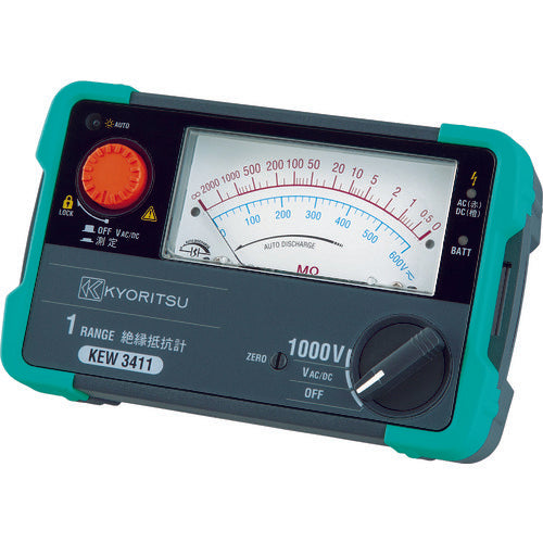 ＫＹＯＲＩＴＳＵ　３４１１　１レンジアナログ絶縁抵抗計　KEW3411　1 台