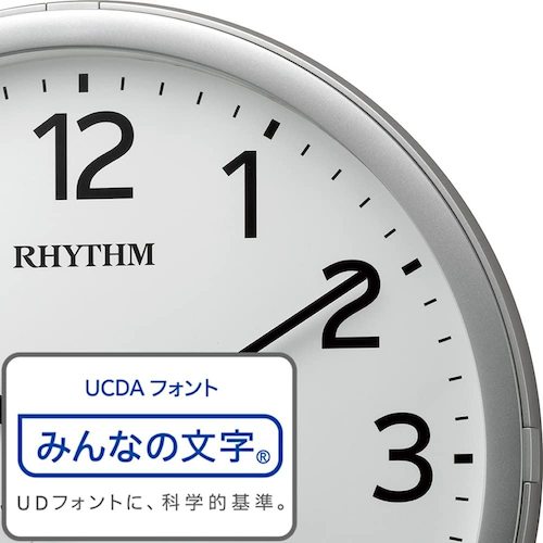 ＲＨＹＴＨＭ　リズム　電波　壁掛け時計　最大２４回／日　プログラムチャイム　カレンダー付き　シルバー　φ３５０ｘ５５　4FNA01SR19　1 個