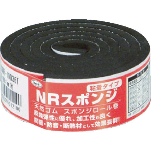 光　スポンジロール巻　３０ｍｍＸ１Ｍ　５ｔ　黒　KSNR-10036T　1 巻