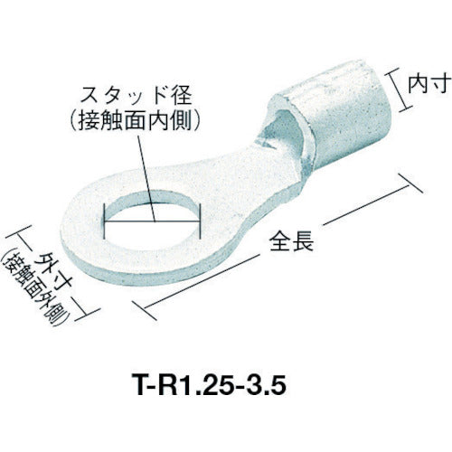 ＴＲＵＳＣＯ　裸圧着端子丸形φ５．３長さ１８．２　（２５個入）　T-R5.5-5S　1 PK