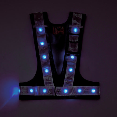 Green Cross Multifunctional LED Safety Vest Navy/Blue Light Emitting/White Reflective Multifunctional LED Vest-KW-BL Free Size Mesh Fabric 238097 1 Unit