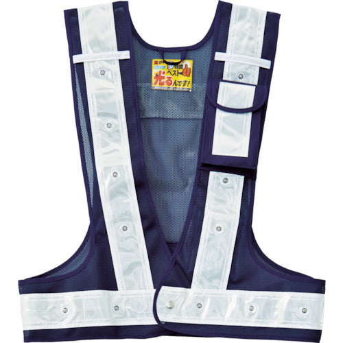 녹색 십자 다기능 LED 세이프티 베스트 감색/백색 발광/백 반사 다기능 LED 베스트-KW-W 프리 사이즈 메쉬 원단 238098 1 착용