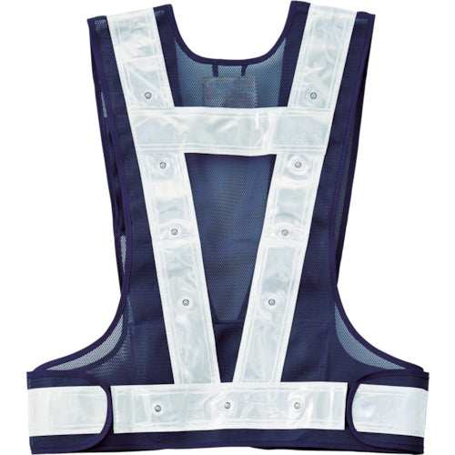 녹색 십자 다기능 LED 세이프티 베스트 감색/백색 발광/백 반사 다기능 LED 베스트-KW-W 프리 사이즈 메쉬 원단 238098 1 착용