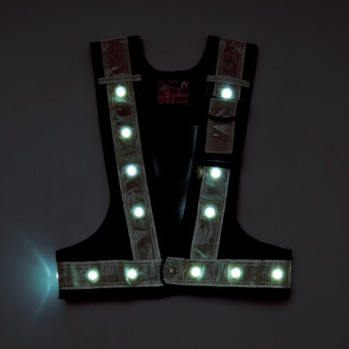 녹색 십자 다기능 LED 세이프티 베스트 감색/백색 발광/백 반사 다기능 LED 베스트-KW-W 프리 사이즈 메쉬 원단 238098 1 착용