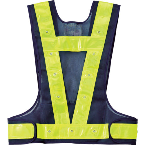 Green Cross Multifunctional LED Safety Vest Navy/Red Light/Yellow Reflective Multifunctional LED Vest-KY-BL Free Size Mesh Fabric 238099 1 Unit