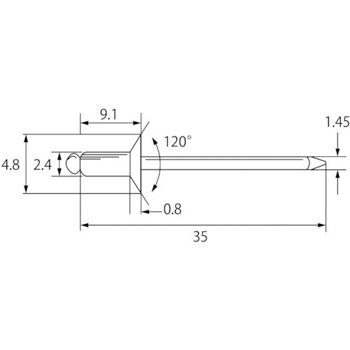 EBI Blind Rivets, Countersunk Head, Eco Box, Aluminum/Steel, 3-4 (300 pcs) NSA34KEB 1 box