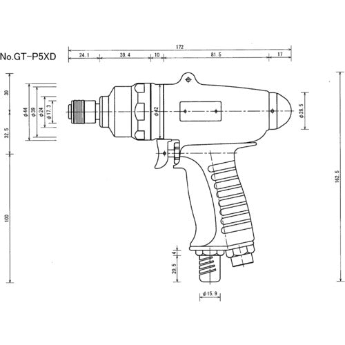 ＶＥＳＳＥＬ　エアードライバー　Ｎｏ．ＧＴ−Ｐ５ＸＤ　全長１７２ｍｍ　GT-P5XD　1 台