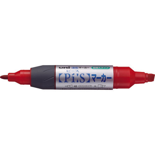 uni Oil-based Twin Marker Fine Round Tip Thick Square Tip Red PA152TR.15 1 pc