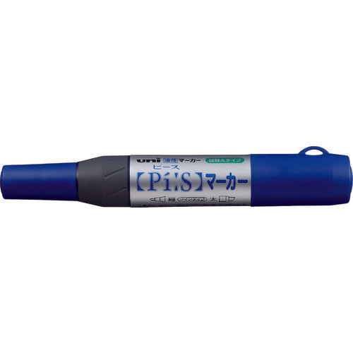 uni Oil-based twin marker, fine round tip, thick square tip, blue PA152TR.33, 1 pc